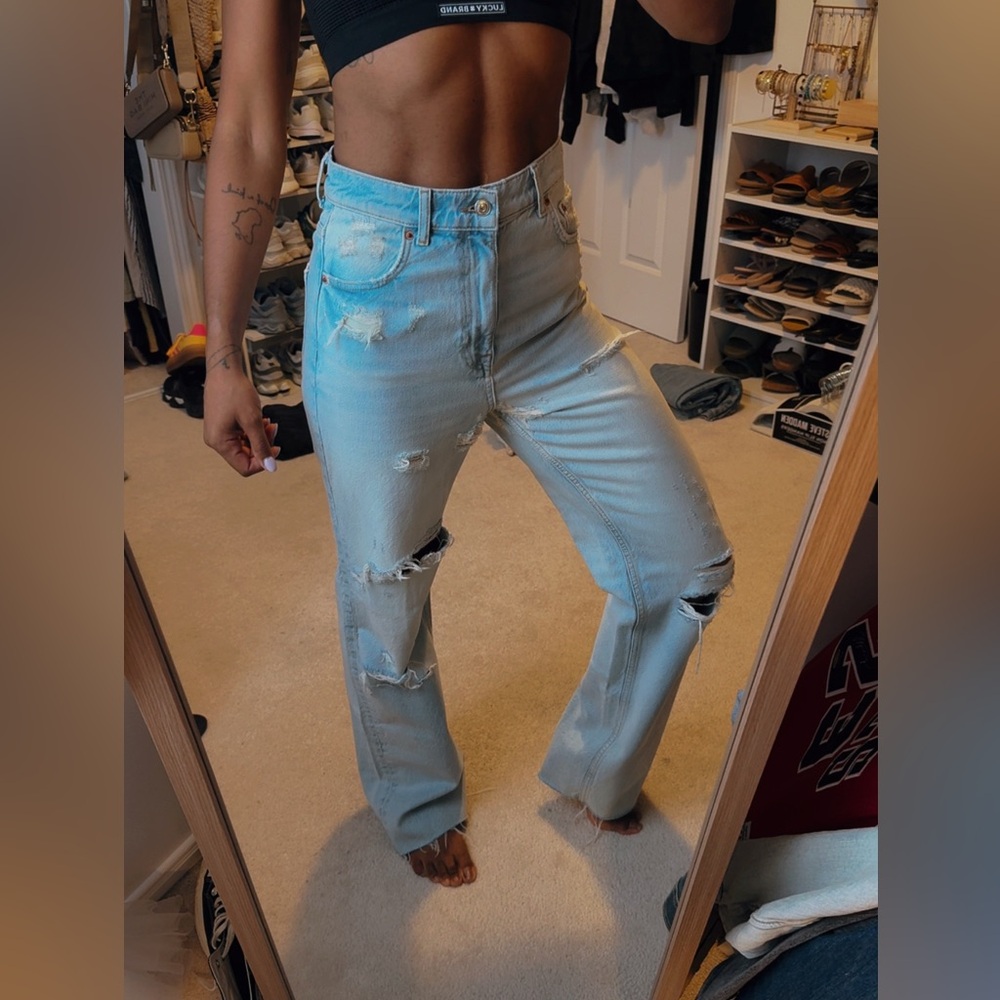 Zara Light Blue Straight Leg Jeans